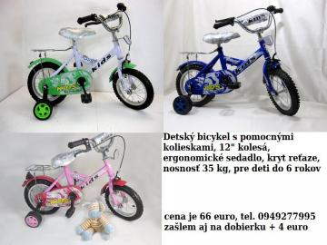 Detsk bicykel s pomocnmi kolieskami,