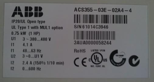 ABB frekvenčný menič ACS355-03E-02A4-4