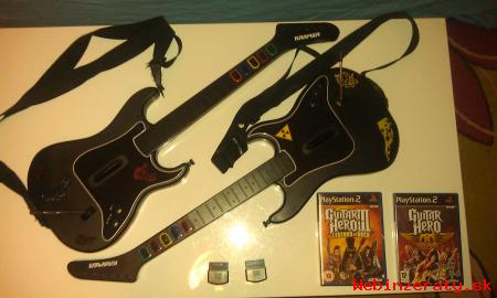 PS2 slim cierny+ hry, Guitar Hero+2 x gi